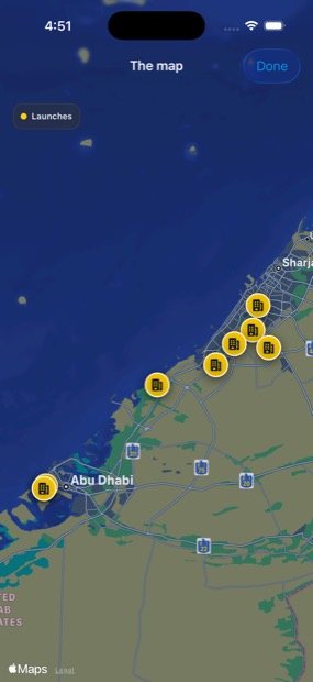 The UAE launch map